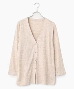 ウオッシャブルリネンTOP天竺 Vネックカーディガン