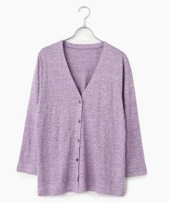 Mademoiselle NON NON / マドモアゼルノンノン カーディガン・ボレロ | ウオッシャブルリネンTOP天竺 Vネックカーディガン