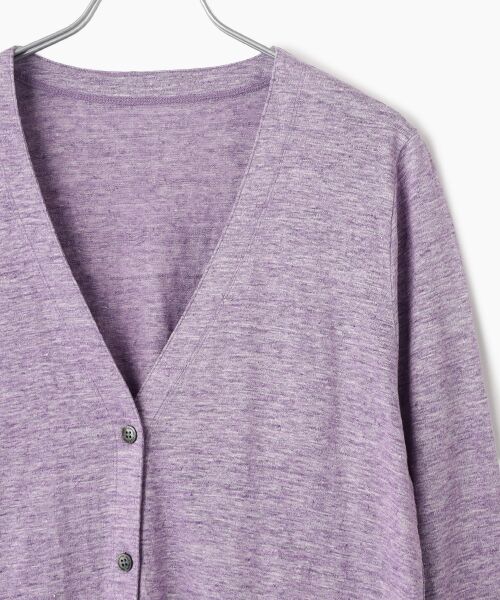 Mademoiselle NON NON / マドモアゼルノンノン カーディガン・ボレロ | ウオッシャブルリネンTOP天竺 Vネックカーディガン | 詳細3