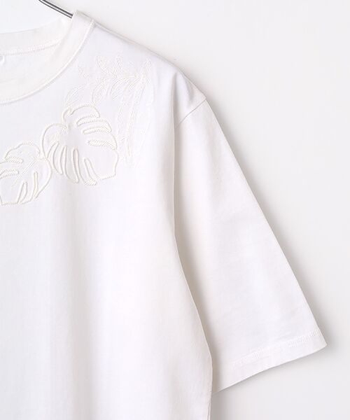 Mademoiselle NON NON / マドモアゼルノンノン Tシャツ | タリイ天竺 モンステラ刺繍Tシャツ | 詳細2