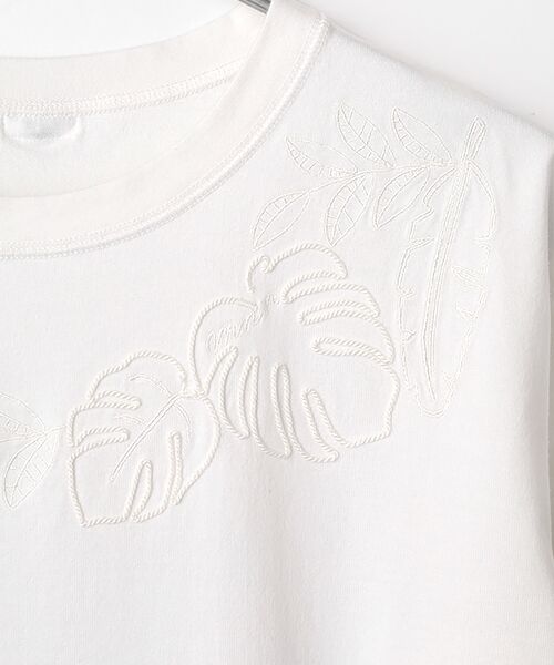 Mademoiselle NON NON / マドモアゼルノンノン Tシャツ | タリイ天竺 モンステラ刺繍Tシャツ | 詳細5