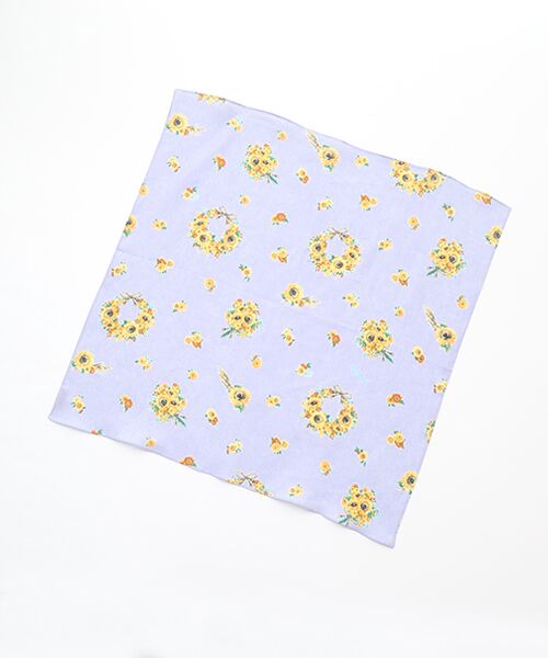 Mademoiselle NON NON / マドモアゼルノンノン ハンカチ | フラワーリースブーケプリントハンカチ（ラベンダー）