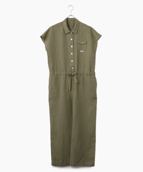 Mademoiselle NON NON / マドモアゼルノンノン サロペット・オールインワン | ノルマンディリネン高密度マットCCオールインワン（カーキグレー）