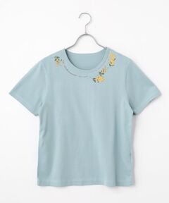 Mademoiselle NON NON / マドモアゼルノンノン Tシャツ | エアーコットン天竺 ミモザモチーフプリントTシャツ