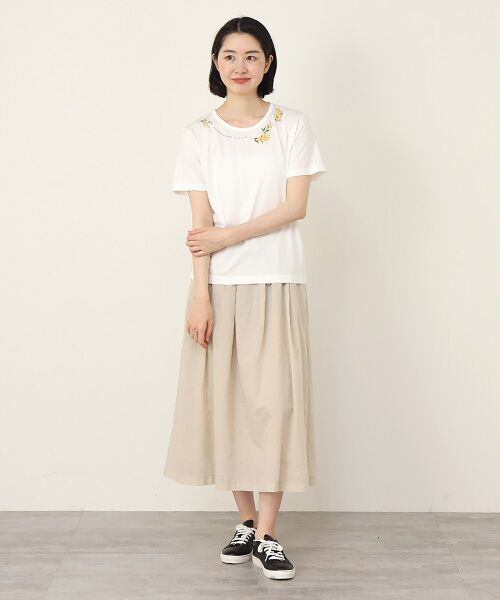 Mademoiselle NON NON / マドモアゼルノンノン Tシャツ | エアーコットン天竺 ミモザモチーフプリントTシャツ | 詳細5