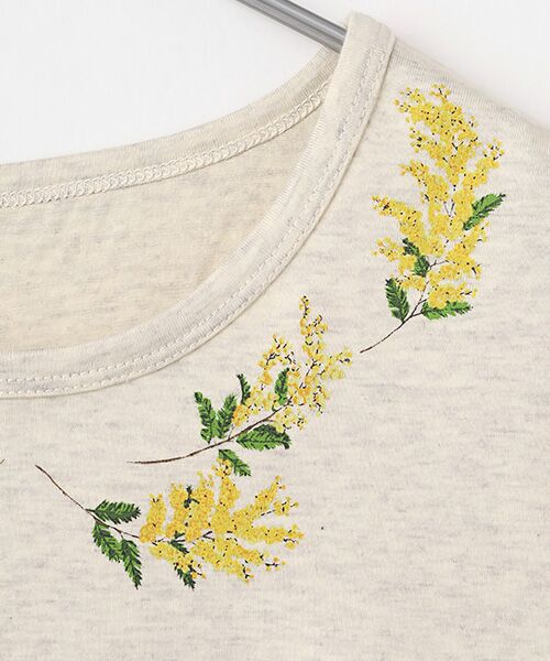 Mademoiselle NON NON / マドモアゼルノンノン Tシャツ | エアーコットン天竺 ミモザモチーフプリントTシャツ | 詳細2