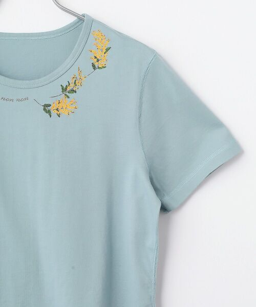 Mademoiselle NON NON / マドモアゼルノンノン Tシャツ | エアーコットン天竺 ミモザモチーフプリントTシャツ | 詳細4