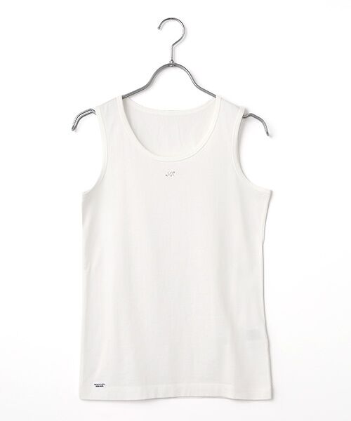Mademoiselle NON NON / マドモアゼルノンノン Tシャツ | エアーコットン天竺 MN刺繍入りタンクトップ（シロ）