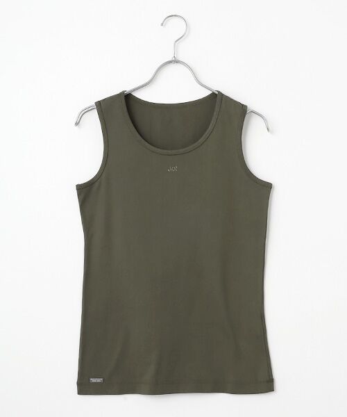 Mademoiselle NON NON / マドモアゼルノンノン Tシャツ | エアーコットン天竺 MN刺繍入りタンクトップ（ダークカーキ）