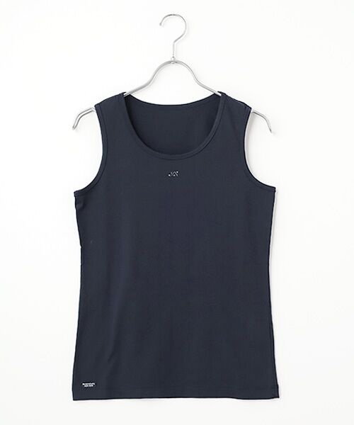 Mademoiselle NON NON / マドモアゼルノンノン Tシャツ | エアーコットン天竺 MN刺繍入りタンクトップ（ネイビー）