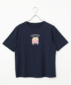 Mademoiselle NON NON / マドモアゼルノンノン Tシャツ | エアーコットン天竺 トラック＆サンフラワープリントTシャツ