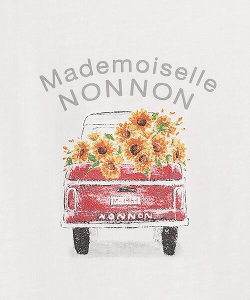 Mademoiselle NON NON / マドモアゼルノンノン Tシャツ | エアーコットン天竺 トラック＆サンフラワープリントTシャツ | 詳細1
