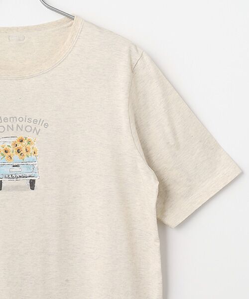 Mademoiselle NON NON / マドモアゼルノンノン Tシャツ | エアーコットン天竺 トラック＆サンフラワープリントTシャツ | 詳細3