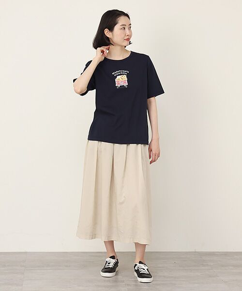Mademoiselle NON NON / マドモアゼルノンノン Tシャツ | エアーコットン天竺 トラック＆サンフラワープリントTシャツ | 詳細11