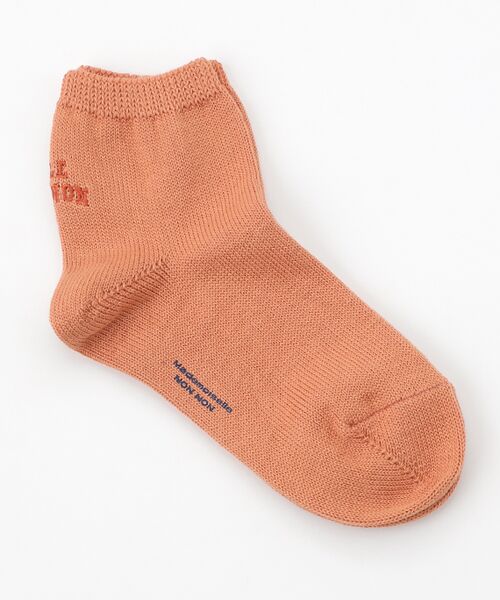 Mademoiselle NON NON / マドモアゼルノンノン ソックス | メンコーマ無地 MLLE NON NON刺繍ソックス（ピーチ）