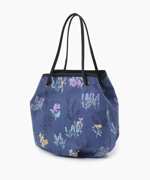 Mademoiselle NON NON / マドモアゼルノンノン ハンドバッグ | スパニッシュブルームプリント バケットバッグ（インディゴブルー）