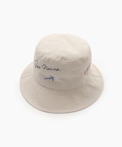 Mademoiselle NON NON / マドモアゼルノンノン ハット | オーガニックコットンダンガリー 飛び柄刺繍入りクローシュ