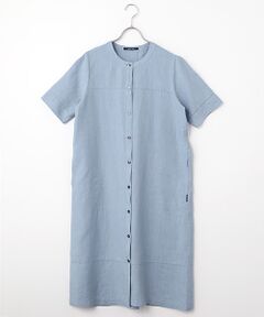 Mademoiselle NON NON / マドモアゼルノンノン ロング・マキシ丈ワンピース | リネンポプリン アイレット入りノーカラーワンピース