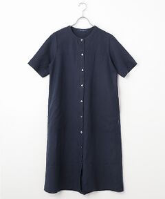 Mademoiselle NON NON / マドモアゼルノンノン ロング・マキシ丈ワンピース | リネンポプリン アイレット入りノーカラーワンピース