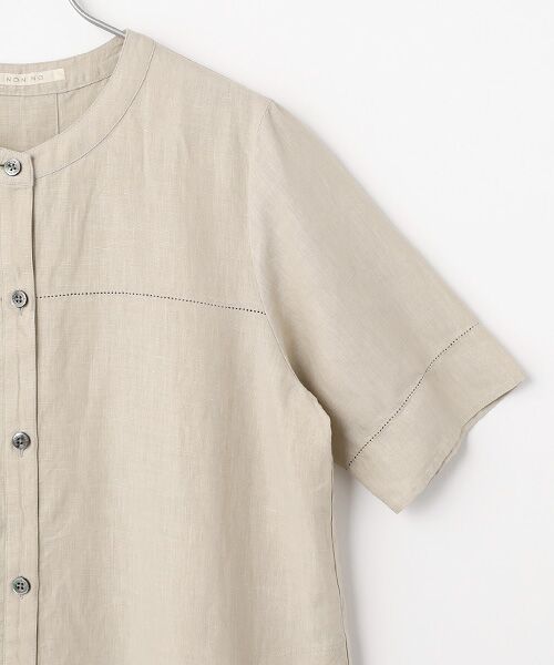 Mademoiselle NON NON / マドモアゼルノンノン ロング・マキシ丈ワンピース | リネンポプリン アイレット入りノーカラーワンピース | 詳細2