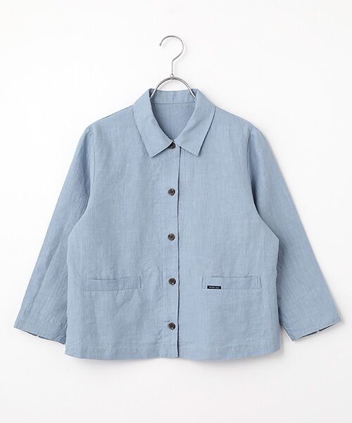 Mademoiselle NON NON / マドモアゼルノンノン その他アウター | リネンポプリン ブラウスジャケット（サックス）