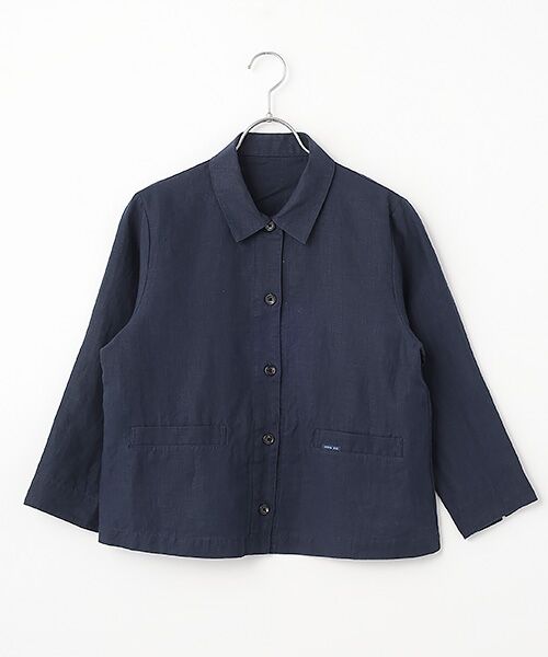 Mademoiselle NON NON / マドモアゼルノンノン その他アウター | リネンポプリン ブラウスジャケット（ネイビー）