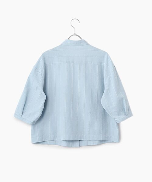 Mademoiselle NON NON / マドモアゼルノンノン シャツ・ブラウス | 綿麻レノクロスストライプ クロップドオーバーシャツ | 詳細2