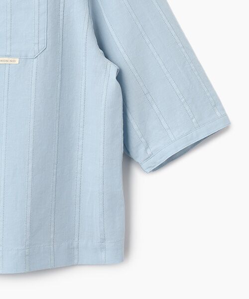 Mademoiselle NON NON / マドモアゼルノンノン シャツ・ブラウス | 綿麻レノクロスストライプ クロップドオーバーシャツ | 詳細4
