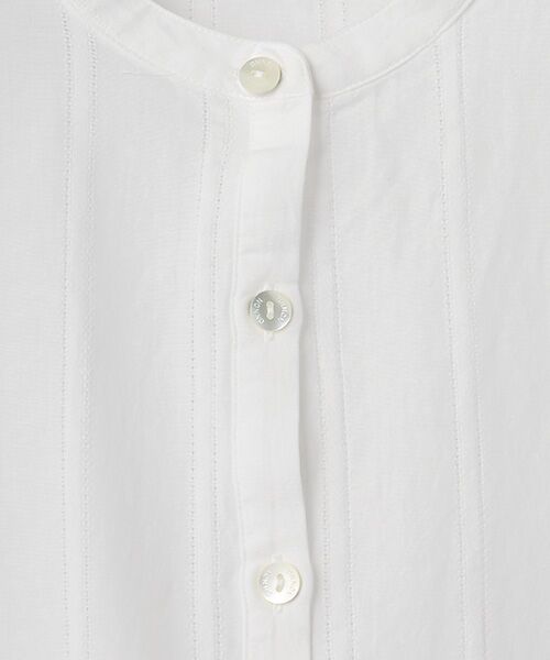 Mademoiselle NON NON / マドモアゼルノンノン シャツ・ブラウス | 綿麻レノクロスストライプ バンドカラーティアードチュニック | 詳細1