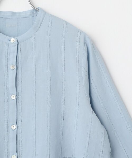 Mademoiselle NON NON / マドモアゼルノンノン シャツ・ブラウス | 綿麻レノクロスストライプ バンドカラーティアードチュニック | 詳細3