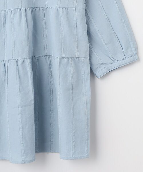 Mademoiselle NON NON / マドモアゼルノンノン シャツ・ブラウス | 綿麻レノクロスストライプ バンドカラーティアードチュニック | 詳細4