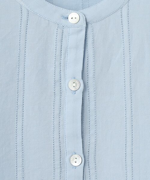 Mademoiselle NON NON / マドモアゼルノンノン シャツ・ブラウス | 綿麻レノクロスストライプ バンドカラーティアードチュニック | 詳細6