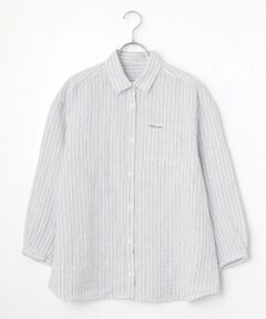 Mademoiselle NON NON / マドモアゼルノンノン シャツ・ブラウス | ノルマンディリネンムジ&ストライプ オーバーサイズシャツ[9分袖]