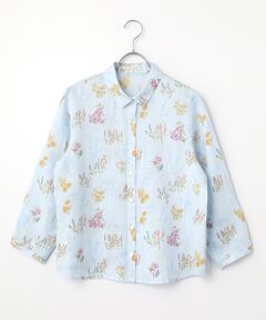 Mademoiselle NON NON / マドモアゼルノンノン シャツ・ブラウス | スパニッシュブルームプリントシャツ[8分袖]