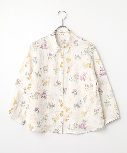 Mademoiselle NON NON / マドモアゼルノンノン シャツ・ブラウス | スパニッシュブルームプリントシャツ[8分袖]（オフ）