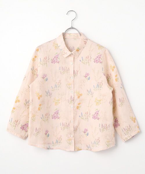 Mademoiselle NON NON / マドモアゼルノンノン シャツ・ブラウス | スパニッシュブルームプリントシャツ[8分袖]（ピンク）