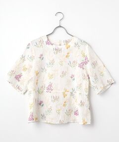 Mademoiselle NON NON / マドモアゼルノンノン シャツ・ブラウス | スパニッシュブルームプリント オーバーブラウス[5分袖]