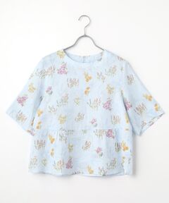 Mademoiselle NON NON / マドモアゼルノンノン シャツ・ブラウス | スパニッシュブルームプリント オーバーブラウス[5分袖]