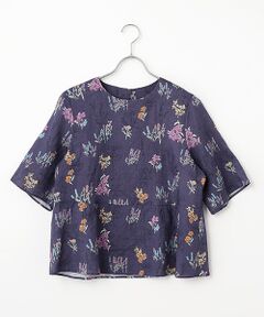 Mademoiselle NON NON / マドモアゼルノンノン シャツ・ブラウス | スパニッシュブルームプリント オーバーブラウス[5分袖]