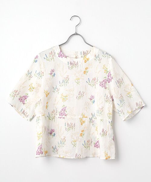Mademoiselle NON NON / マドモアゼルノンノン シャツ・ブラウス | スパニッシュブルームプリント オーバーブラウス[5分袖]（オフ）