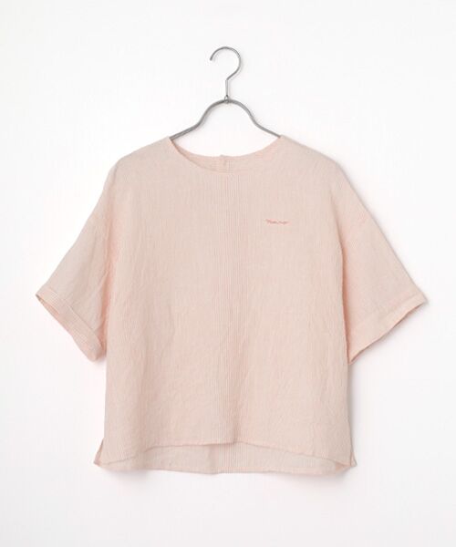 Mademoiselle NON NON / マドモアゼルノンノン シャツ・ブラウス | ノルマンディリネンムジ&ストライプ Tブラウス（ピンクストライプ）