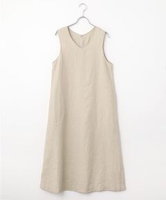 Mademoiselle NON NON / マドモアゼルノンノン ロング・マキシ丈ワンピース | リネンポプリン Vネックジャンパースカート