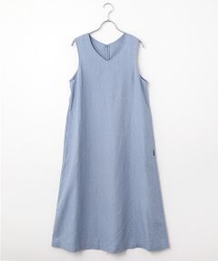 Mademoiselle NON NON / マドモアゼルノンノン ロング・マキシ丈ワンピース | リネンポプリン Vネックジャンパースカート