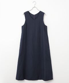 Mademoiselle NON NON / マドモアゼルノンノン ロング・マキシ丈ワンピース | リネンポプリン Vネックジャンパースカート