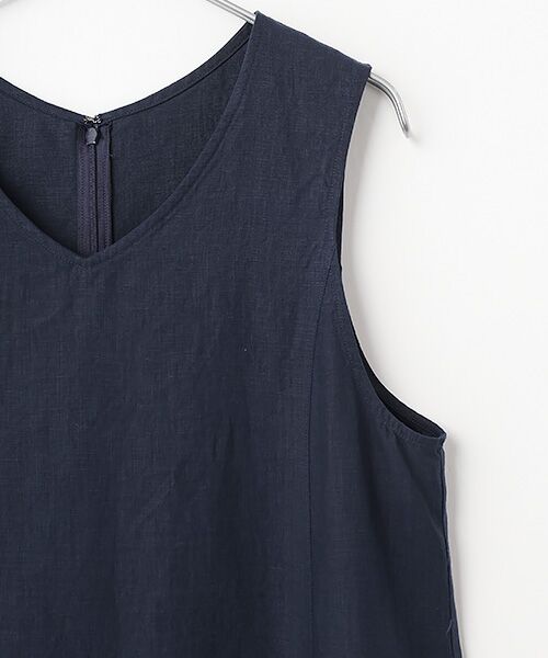 Mademoiselle NON NON / マドモアゼルノンノン ロング・マキシ丈ワンピース | リネンポプリン Vネックジャンパースカート | 詳細4