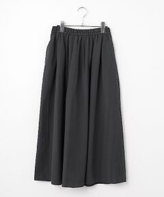 Mademoiselle NON NON / マドモアゼルノンノン ロング・マキシ丈スカート | 綿麻レノクロスストライプ タック＆ギャザースカート