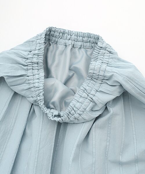 Mademoiselle NON NON / マドモアゼルノンノン ロング・マキシ丈スカート | 綿麻レノクロスストライプ タック＆ギャザースカート | 詳細4