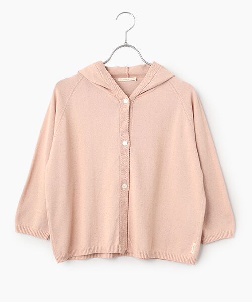 Mademoiselle NON NON / マドモアゼルノンノン パーカー | 綿麻ミックスウオッシャブル ニットフーディー（ピーチ）