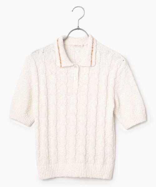 Mademoiselle NON NON / マドモアゼルノンノン ニット・セーター | ケーブルニットポロ（オフシロ）