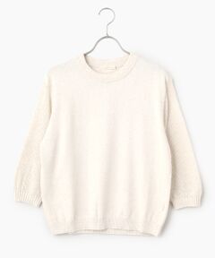 Mademoiselle NON NON / マドモアゼルノンノン ニット・セーター | 綿麻ミックスウオッシャブル 透かし柄スリーブニットプルオーバー